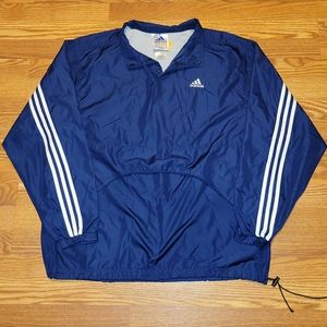 Adidas Blue Long Sleeve Full Zip Up Windbreaker Jacket Coat Size Large Tall